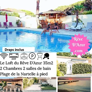 Reve D'azur En Bord De A La Nartelle Avec Piscine Dans La Residence, Terrasse, Bbq, 2 2 Sdb De 35m2 Draps Inclus Hébergement de vacances Sainte-Maxime